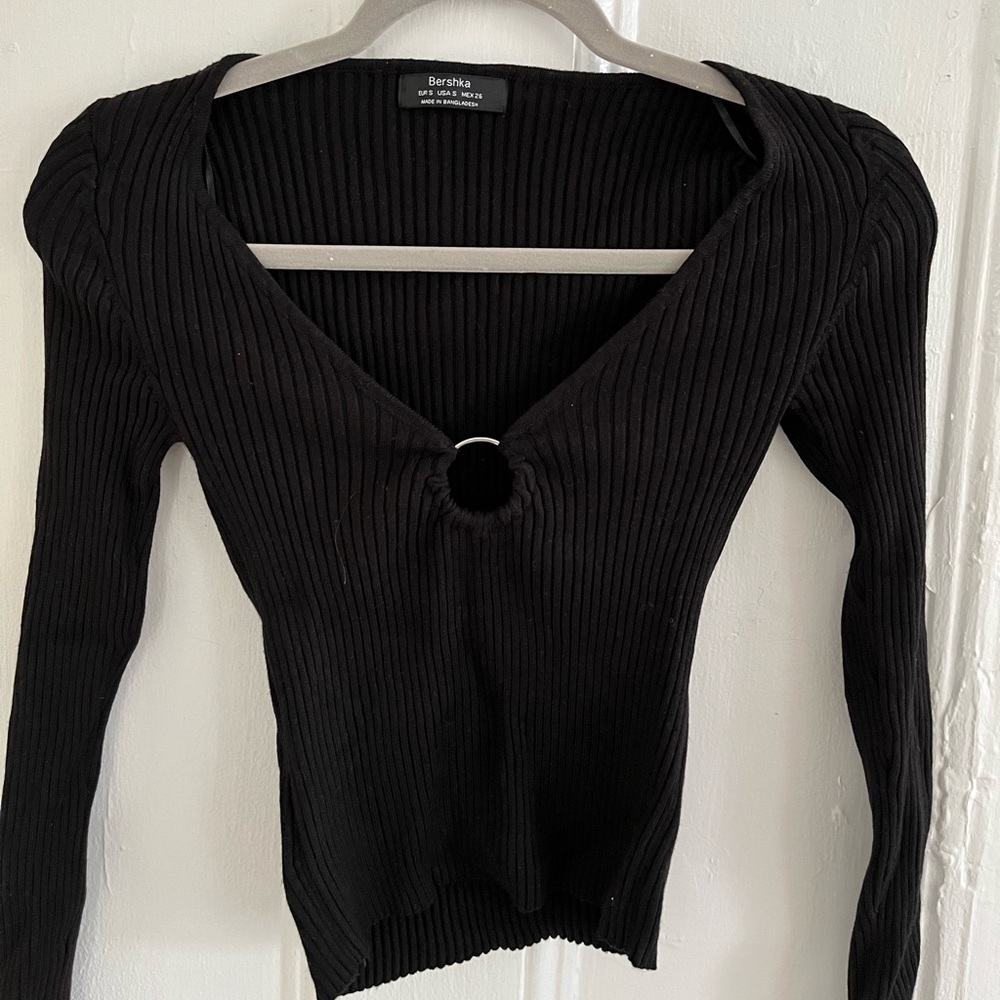 Bershka Knit V-Neck Top